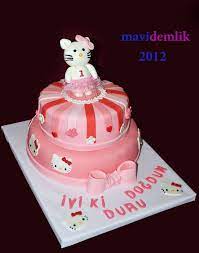 mavi demlik mutfagi izmir butik pasta kurabiye cupcake tasarim seker hamurlu kur duru nun hello kitty li 1 yas pastasi hello kitty pastalar pasta
