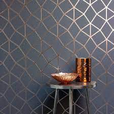 Platinum Rose Gold Geo Trellis Wallpaper In 2021 Trellis Wallpaper Rose Gold Wallpaper Platinum Rose Gold