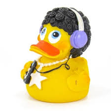 Black And Yellow Cartoon Duck Disco Dj Rubber Duck By Lanco 100 Natural Toy Organic Ducks In The Window With Images Rubber Duck Rubber Duck