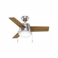 Hunter fan company 51090 hunter builder indoor low profile ceiling fan with led light and pull chain control, 42, white. Hunter Aker 36 Indoor Ceiling Fan With Led Light And Pull Chain Brushed Nickel 49694593030 Ebay