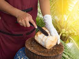 Place the coconut on a good cutting surface and, working from the pointed end of the coconut, use a knife to shave the. How To Open A Young Coconut