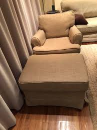 Ikea Ektorp Footstool And Ikea Barkaby Armchair In Kino Khaki Armchair Slipcovers