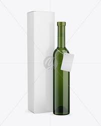 Download Green Glass White Wine Bottle With Box Mockup In Bottle Mockups On Yellow Images Object Mockups