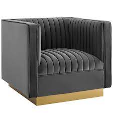 sanguine vertical channel tufted accent performance velvet armchair in gray in 2021 velvet armchair cheap leather chairs armchair sets