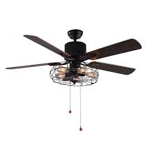 Caged ceiling fan with light. Modern Industrial 5 Light Black Cage Ceiling Fan With Remote Control Overstock 31880985