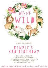 Jungle Birthday Party Girl Safari Theme Birthday Party Girly Wild One Two Wild Jungle Birthday Invitations Jungle Birthday Party Birthday Invitations Girl