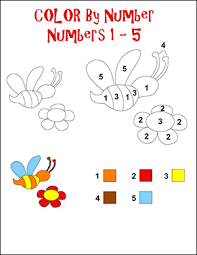 color by number 1 5 bees png
