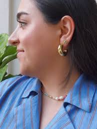 Beaded hoop earrings for that subtle shine✨ Explore our silver & gold  earring collection through our Etsy-from chunky to dainty jewelry. SMALL  BUSINESS mention