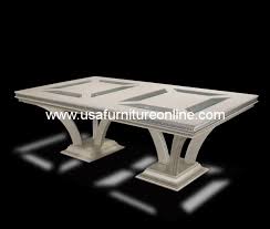 Hollywood swank brings the influence of movie premieres to life with mirrors, tufted leather accents, and mirrored panels. Hollywood Swank Pearl Caviar Dining Table Aico Nu03002 11 Usa Furniture Online