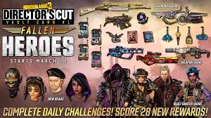 Este pack contiene un trinket de arma dorado y aspectos para . Dlc 6 All Of The Cosmetics From Card 1 Fallen Heroes R Borderlands3