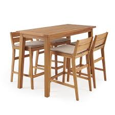 Glisson 5 Piece Teak Bar Height Dining Set With Cushions Reviews Joss Main Bar Height Patio Set Bar Height Dining Table Bar Height Kitchen Table