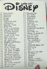 Disney Movie Watching List Journalforing Punktopstillinger Filmaften
