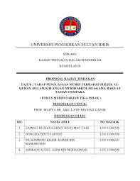 1.ini contoh berasaskan masalah yang sudah dikenal pasti. Proposal Kajian Tindakan