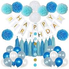 Check spelling or type a new query. Birthday Decorations Blue And Gold Party Decorations 85pcs Happy Birthday Banner 20 Party Balloons 10 Paper Pom Poms 10 Tassels And 32 Round Paper Garland Perfect For Boys Birthday Party Pricepulse