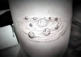 Black And White Galaxy Tattoo Ideas Fine Line Planets Tattoo Idea Geometric Line Tattoo Planet Tattoos Dr Woo Tattoo