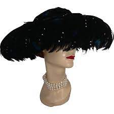 Vintage Black Feather And Peacock Feather Hat Feather Hat Black Feathers Elegant Hats