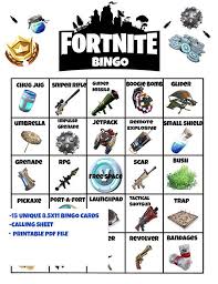 Fortnite Battle Bingo Fortnite Bingo Bingo Cards