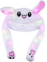 Amazon Com Topwon Cute Plush Bunny Hat Rabbit Cap Ears Popping Up When Pressing The Paws Led Bunny Hat Clothing Bunny Hat Cute Hats Funky Hats
