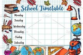 Back To School Sketch Vector Timetable Schedule School Timetable Timetable Design Schedule Design