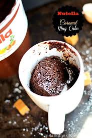 Nutella Mug Cake With Caramel Recipe Instant Dessert Desserts Nutella Desserts