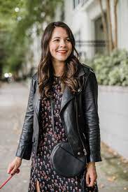 Fall Midi Dresses My Go To Leather Jacket An Indigo Day Midi Dress Fall Preppy Fall Leather Jacket