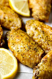 I used 20 chicken drumettes or 10 wings split, pretty much doubled the pressed garlic, 1 tsp each seasoned salt and fresh ground black pepper and the other ingredients. Crispy Baked Lemon Pepper Wings 4 Ingredients