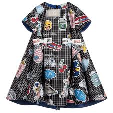 Black Emoji Neoprene Dress For Girl By Fendi Discover More Beautiful Designer Dresses For Kids Online Kids Fashion Fashion Clothes