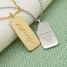 Get set for 9ct gold engraved pendant at argos. Solid 14k Gold Personalized Mens Necklace Dog Tag Anniversary Etsy