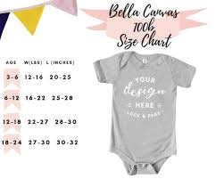 Bella Canvas 100b Size Guide Chart Baby One Piece Toddler Body Romper Suit Infant Mockup