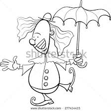 Black And White Umbrella Cartoon Black And White Cartoon Vector Illustration Of Funny Clown Circus Performer With Umbrella For Coloring Book Stock Vector