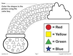 Printable St Patrick S Day Shapes Coloring Worksheet Shapes Preschool St Patricks Day Crafts For Kids St Patrick Day Activities
