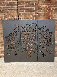 Metal Privacy Screen Decorative Panel Outdoor Garden Fence Art Wispy Tree In 2021 Metal Privacy Screen Garden Fence Art Privacy Screen