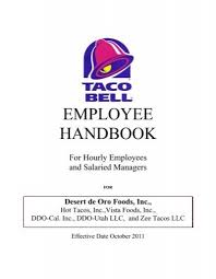 The following are examples of department handbooks used to administer recognition programs. Taco Bell Employee Handbook English Pdf Jobing Com
