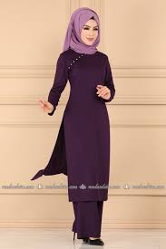 Aksesuar Dugmeli Ikili Tesettur Takim 2235ms212 Mor Moda Selvim Moda Stilleri Moda Mor