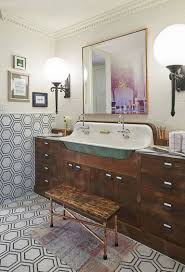 Here, the black hexagonal tile covers the wall while the bw moroccan tile handles the flooring. 57 Elegant Eclectic Bathroom Design Ideas Eclectic Bathroom Design Eclectic Bathroom Small Space Bathroom