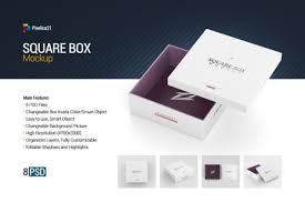 Square Box Mockup In Packaging Mockups On Yellow Images Creative Store