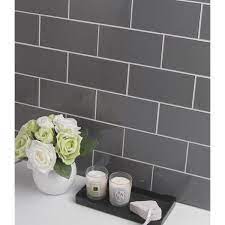 Quality Value Series 3 X 6 Glass Subway Tile In Glossy Dark Gray Gray Subway Tile Backsplash Kitchen Tiles Backsplash Glass Subway Tile