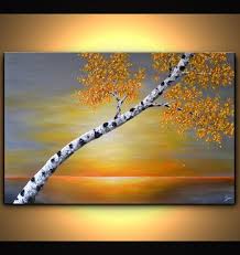 Birch Tree Canvas Wall Art Birch Tree Painting Grey Yellow Home Office Wall Decor Etsy Birch Tree Painting Tree Painting Wall Art Birch Trees