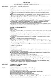 Assembly Supervisor Resume Samples Velvet Jobs