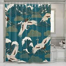 Ambesonne asian curtains, japanese style garden bird and small pavilion over the lake lotus waterlily, living room bedroom window drapes 2 panel set, 108 x 84, grey pink 4.5 out of 5 stars 244 $66.95 $ 66. Amazon Com Tbufyu Shower Curtain With Hook Retro Oriental Ocean Wave Stork Crane 72x84 Inch Extra Long Bathroom Waterproof Decor Decor Curtains Shower Curtain