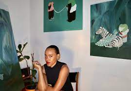 Bahati's paintings have a certain empathetic nature about them, as if the subjects that she paints are marked onto the page with a story to tell. Bahati Simoens English Metal Magazine
