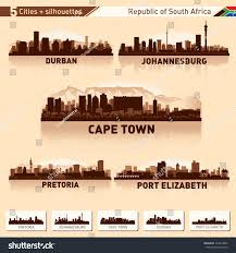 City Skyline Set South Africa Vector Silhouette Illustration Johannesburg Skyline City Silhouette Durban South Africa