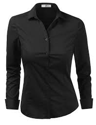 Womens Basic Stretchy Cotton Button Down Shirts With Plus Size Cwtdsl01 Black Ca180z32umi Button Up Shirt Womens Black Shirts Women Black Button Up Shirt