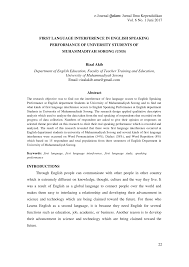 English is not common in indonesia except in certain area like tourism spot like bali or some prestigious/elite area. Pdf First Language Interference In English Speaking Performance Of University Students Of Muhammadiyah Sorong Ums