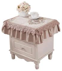 Several years ago a table, round nightstands and the table looked furniture apestadas. European Style Bedside Table Cloth Cover Lace Tablecloth Dust Cover Champagne Traditional Tablecloths By Blancho Bedding Houzz