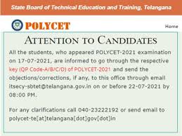 Telangana state board for technical education and training conducted polytechnic common entrance test this year on 17 july 2021. Ts Polycet Answer Key 2021 Released By Sbtet Download Telangana Polytechnic Entrance Exam Answer Keys At Polycetts Nic In