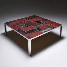 Gray, tile/solid wood/metal in anthracite/gray, size 9h x 29w x 48d wayfair $ 2199.99 Pia Manu Ceramic Tile Coffee Table 1960s 161149