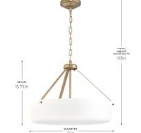 Progress Lighting Lieon 3 -Light Champagne Bronze Transitional White glass Drum Medium Hanging Convertible pendant/Semi-flush Light