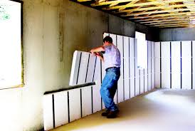 The framing step of a basement finishing project includes measuring and setting up wood frames and wall studs to outline the walls and openings of any room or rooms you add to your basement. Frame And Insulating A Basement Wall Insofast