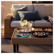 Particleboard, fibreboard, printed and embossed acrylic paint, abs plastic, paper shelf: Solleron Coffee Table Outdoor Anthracite Brown 92x62 Cm Ikea